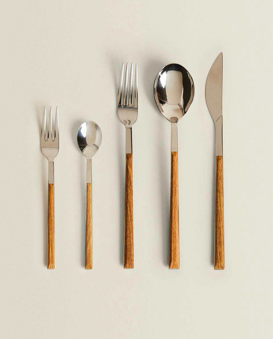 BOX 4 BRUNCH FORKS WITH WOOD-EFFECT HANDLE