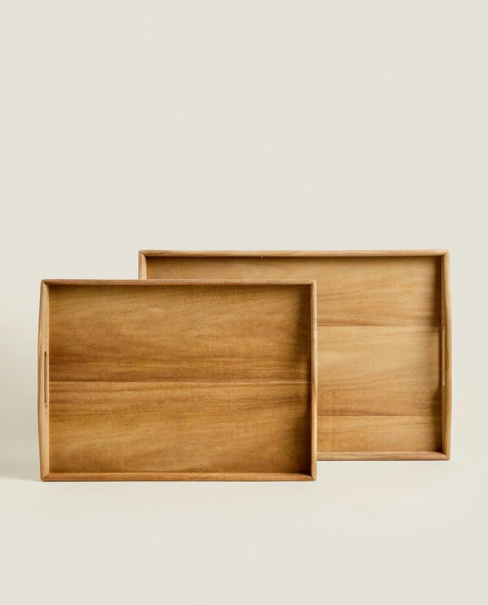 WOODEN TRAY WITH HANDLES