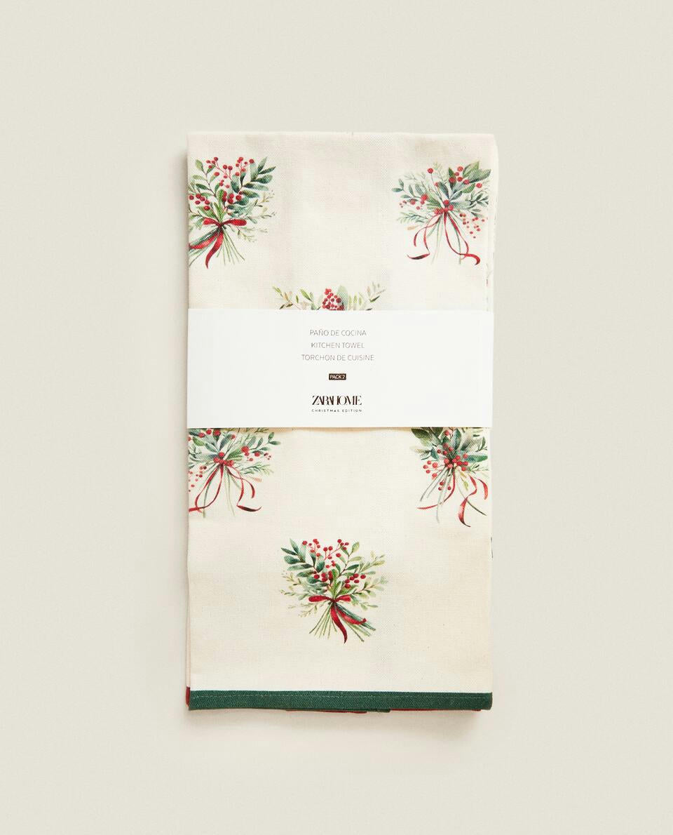 PACK OF CHRISTMAS SPRAY TEA TOWELS (PACK OF 2)