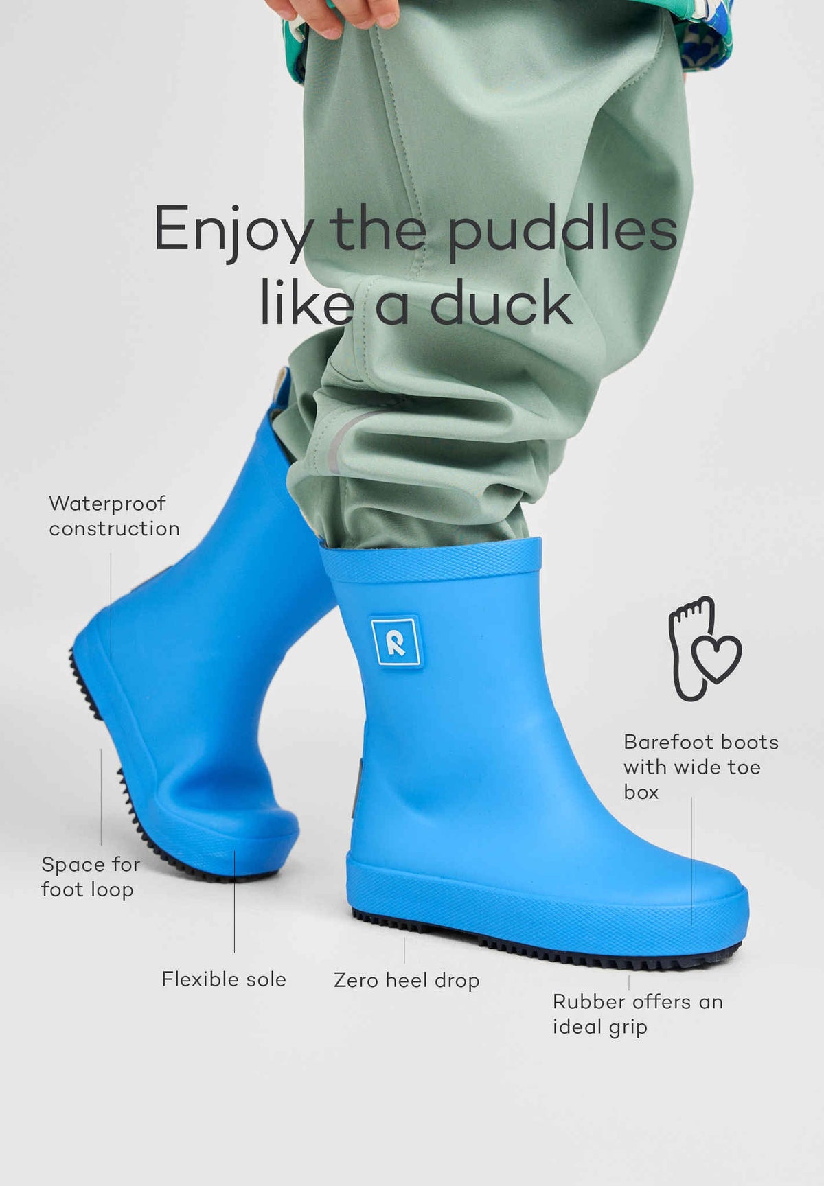 Kids' barefoot rain boots Ankka