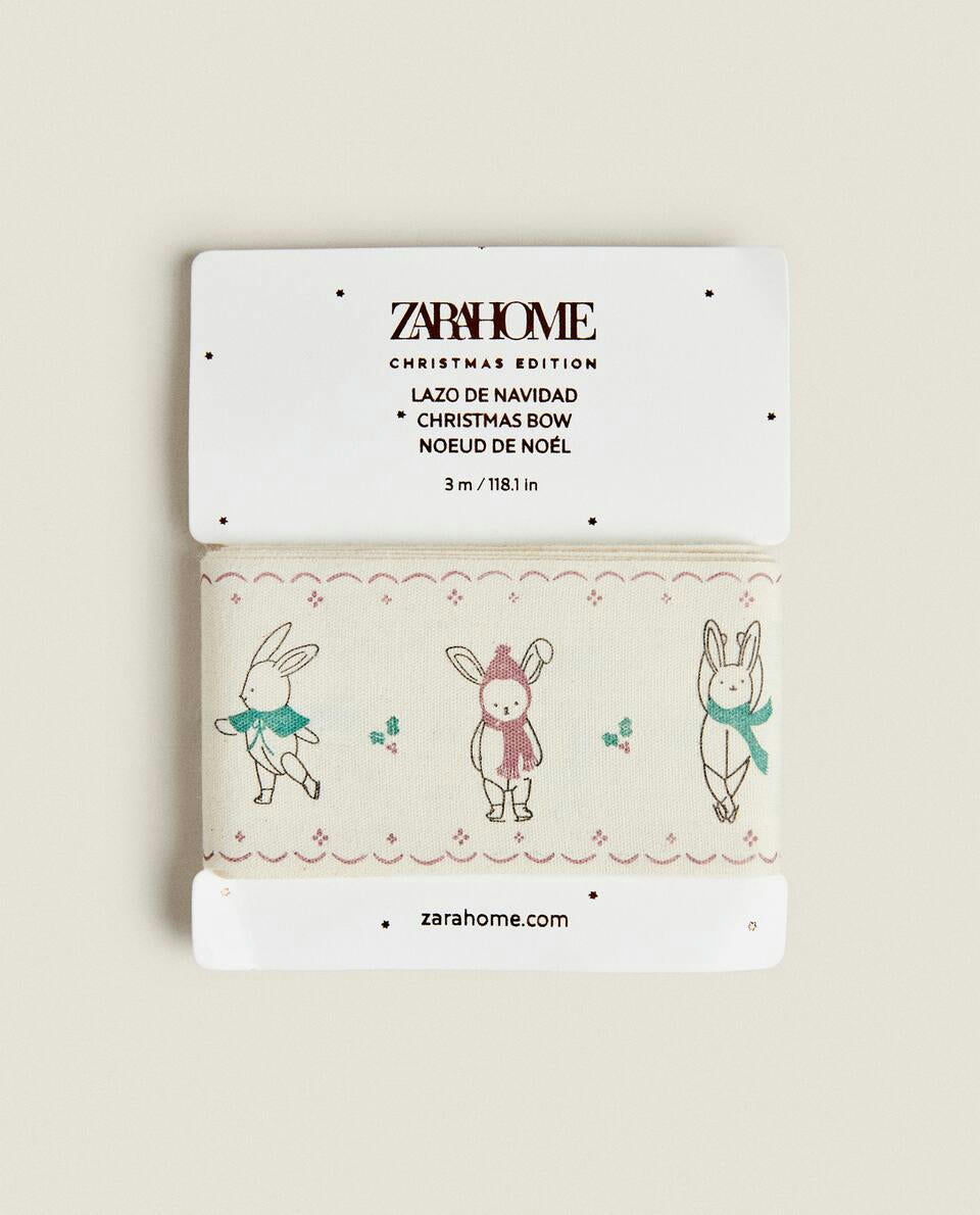 CHILDREN¡¯S WRAPPING PAPER WITH CHRISTMAS BUNNY RABBITS