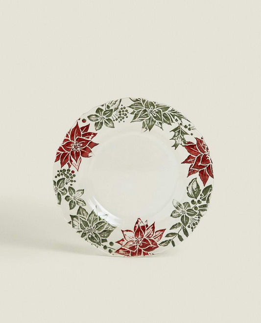 POINSETTIA GLASS DESSERT PLATE