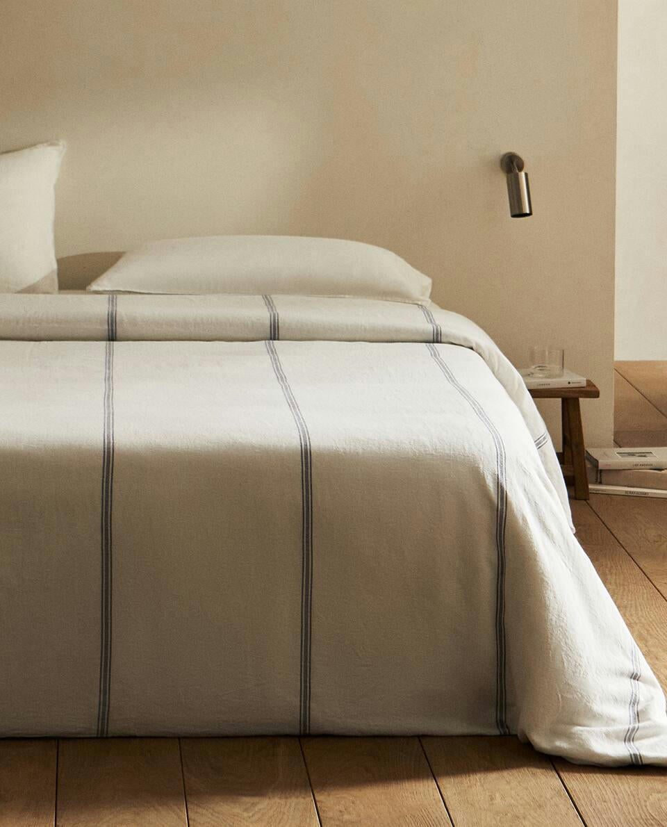 STRIPED LINEN DUVET COVER