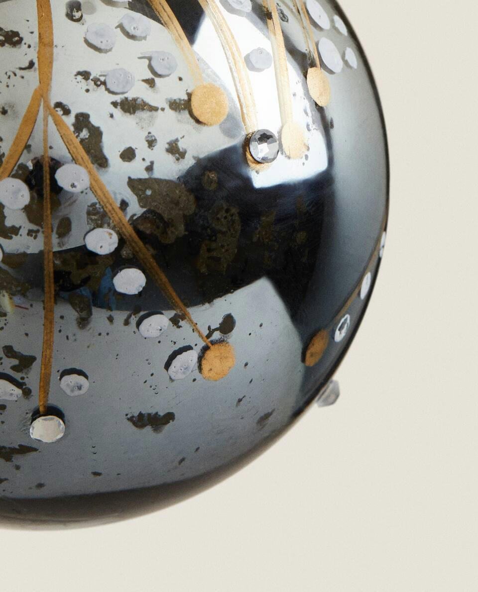 PAINTED GLASS BAUBLE CHRISTMAS DECORATION