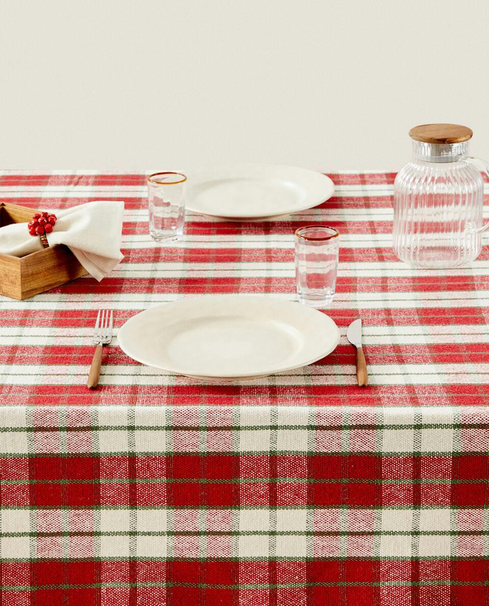 CHRISTMAS TARTAN COTTON TABLECLOTH