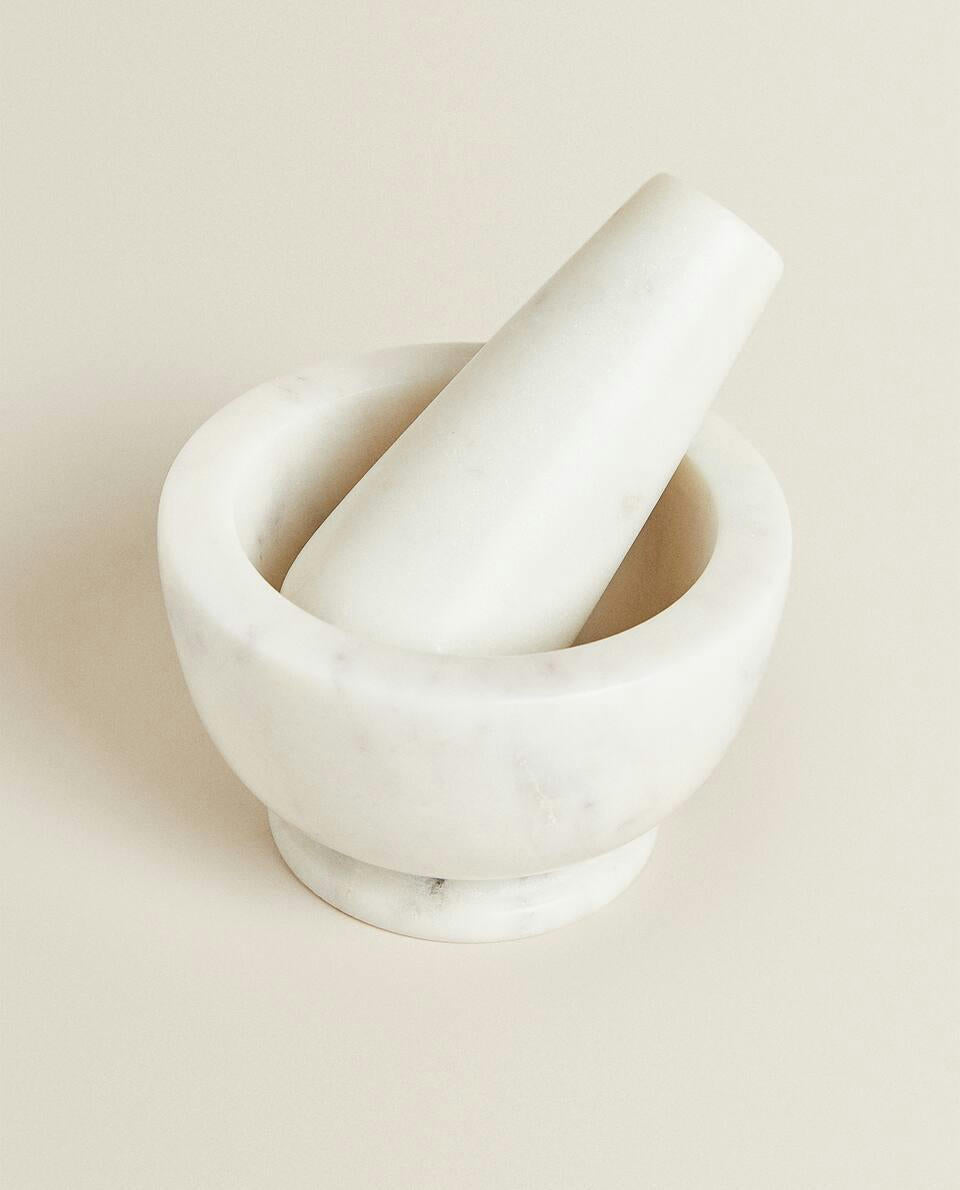 MARBLE PESTLE AND MORTAR