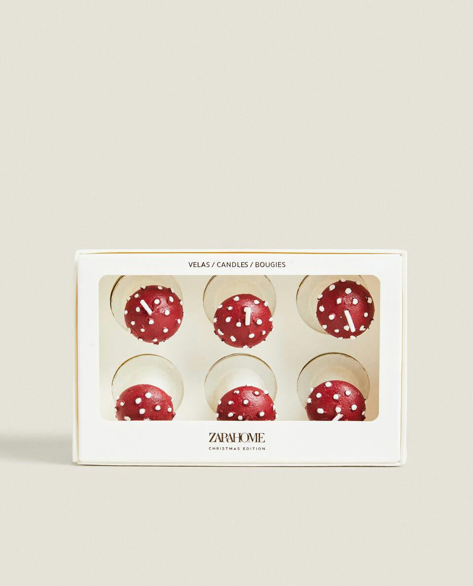 PACK OF CHRISTMAS MUSHROOM CANDLES (PACK OF 6)