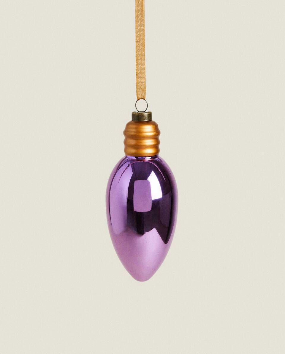 GLASS LIGHT BULB CHRISTMAS DECORATION