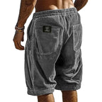 Men's Resort Stylish Corduroy Multi-Pocket Classic Embroidered Label Shorts