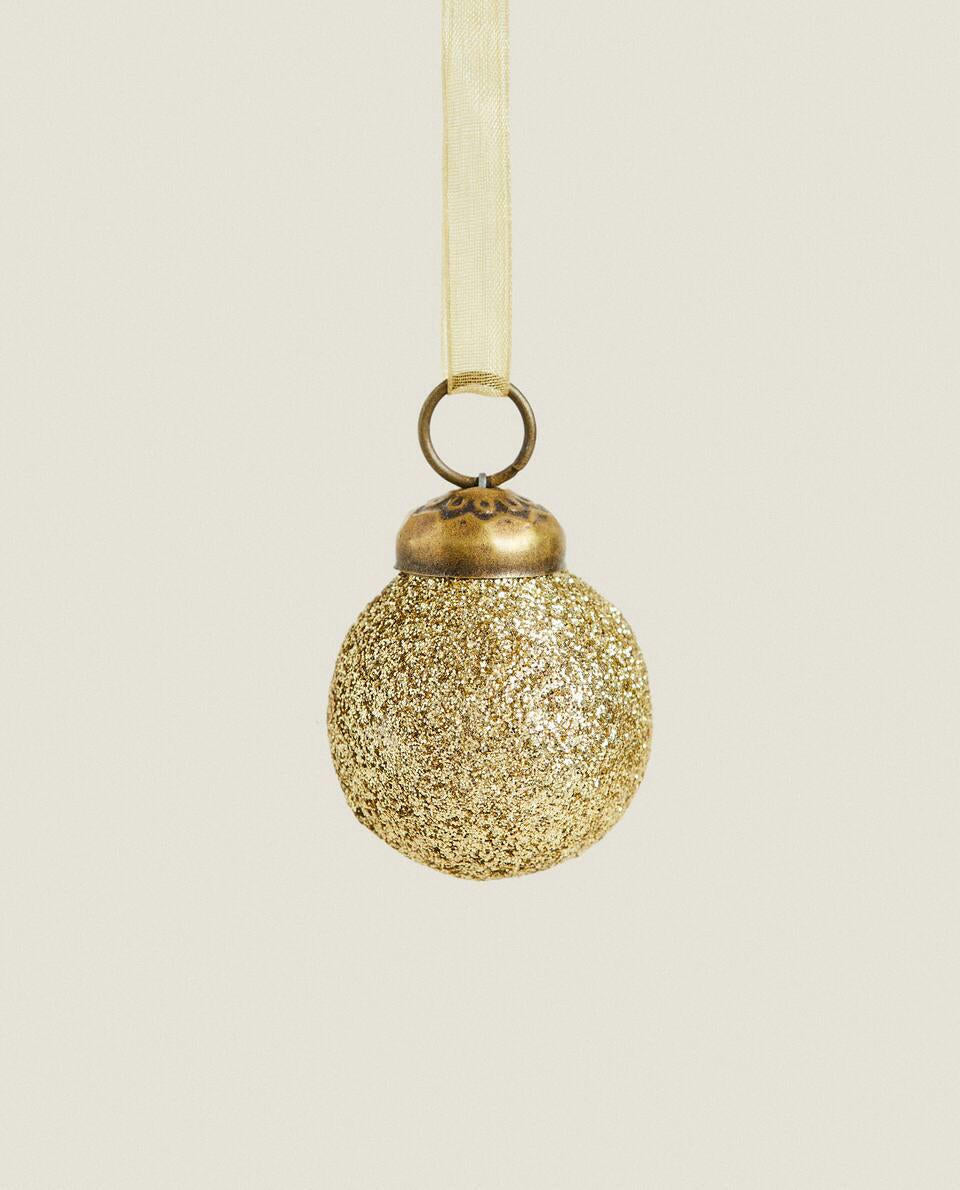 PACK OF GLITTERY CHRISTMAS BAUBLE DECORATIONS (PACK OF 6)