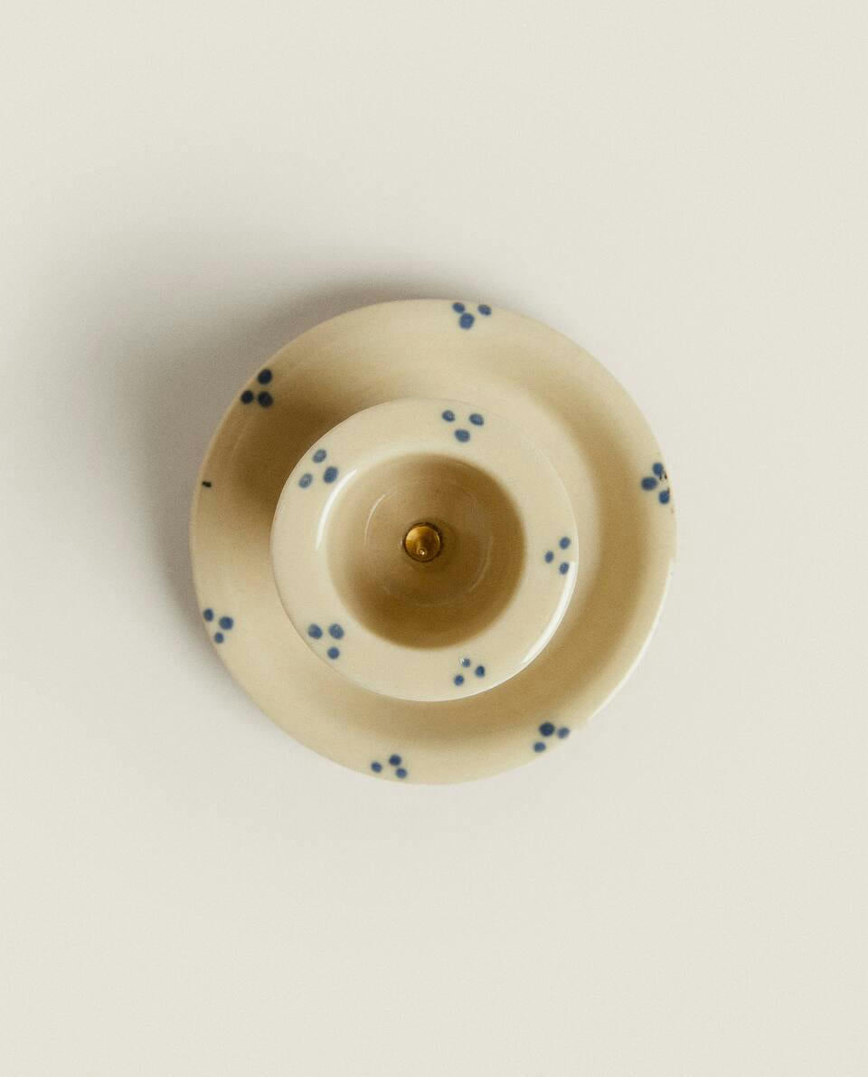 PAINTED CERAMIC CHRISTMAS CANDLESTICK HOLDER