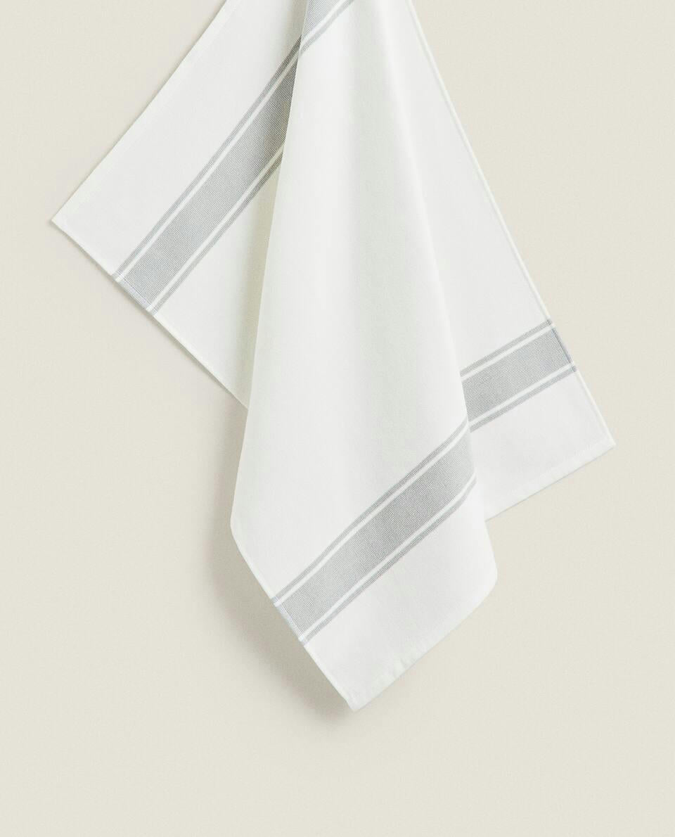 COTTON TERRY TEA TOWEL WITH STRIPE