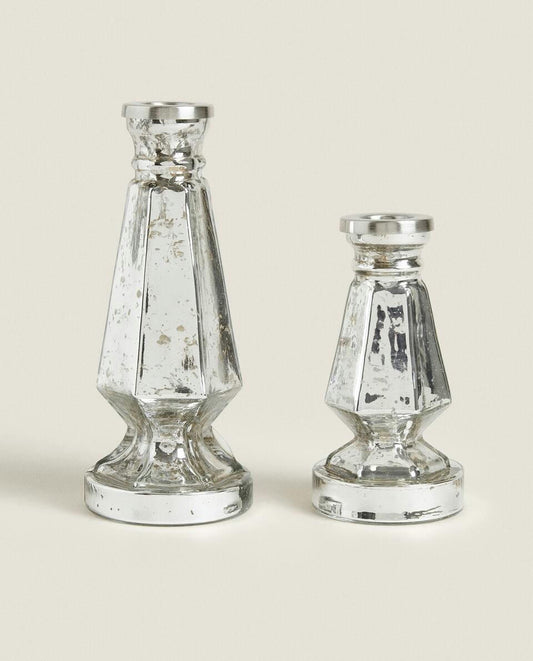 GEOMETRIC GLASS CHRISTMAS CANDLESTICK