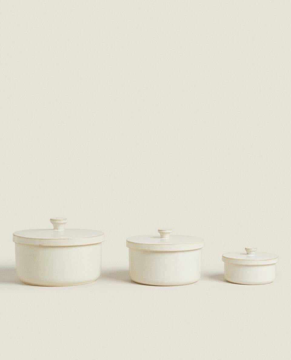 STONEWARE JAR WITH LID