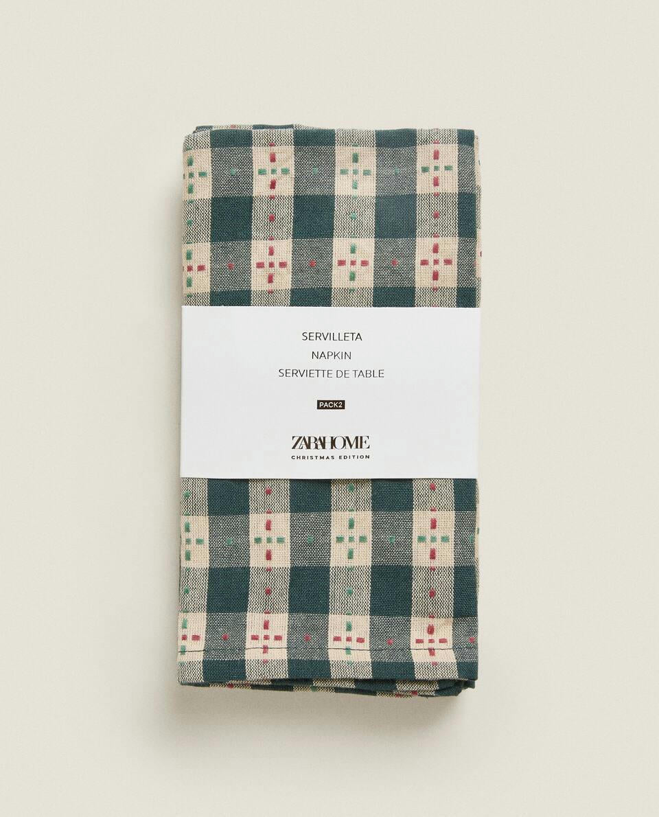 PACK OF CHECK CHRISTMAS NAPKINS (PACK OF 2)