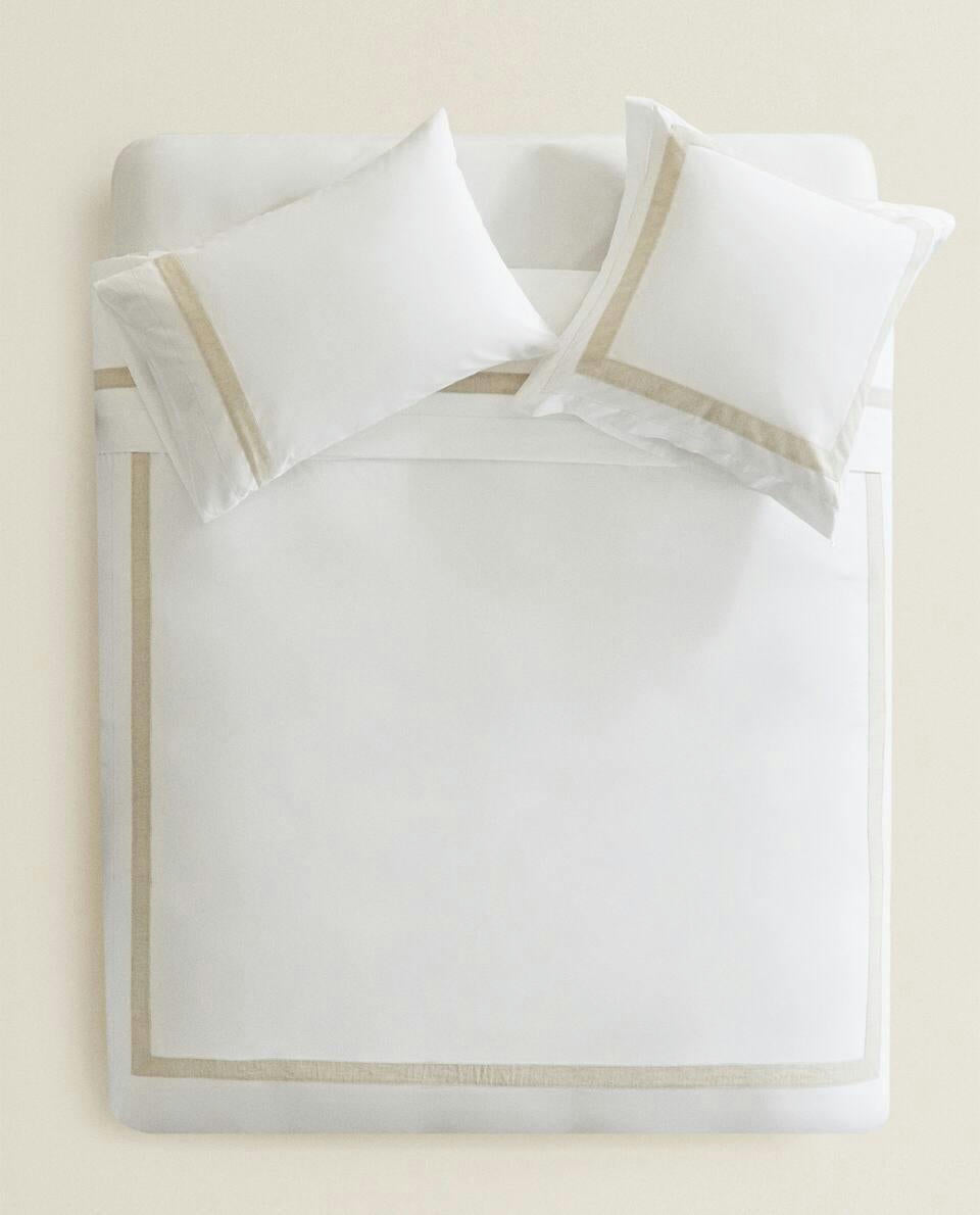DUVET COVER WITH LINEN BORDER