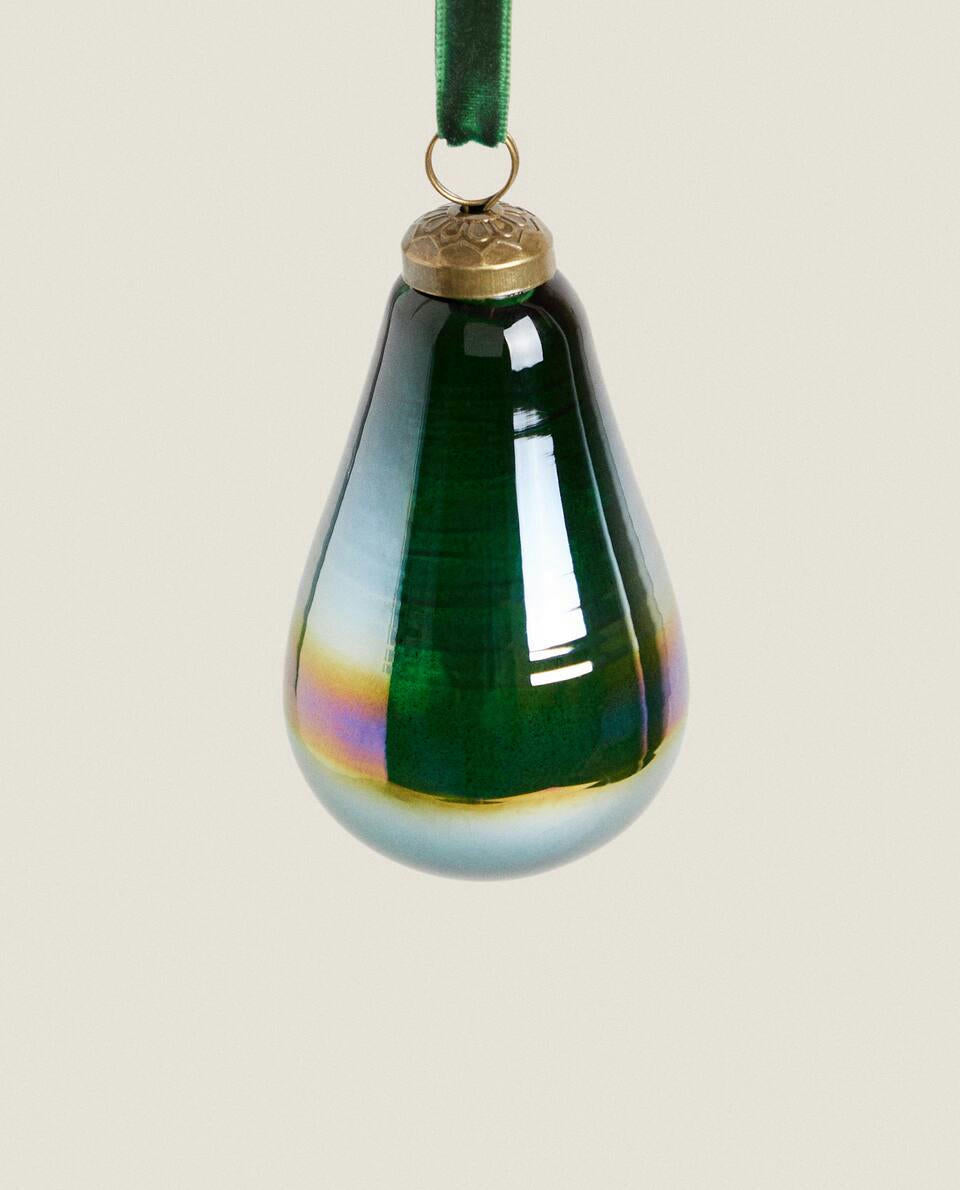 GLASS PEAR CHRISTMAS DECORATION