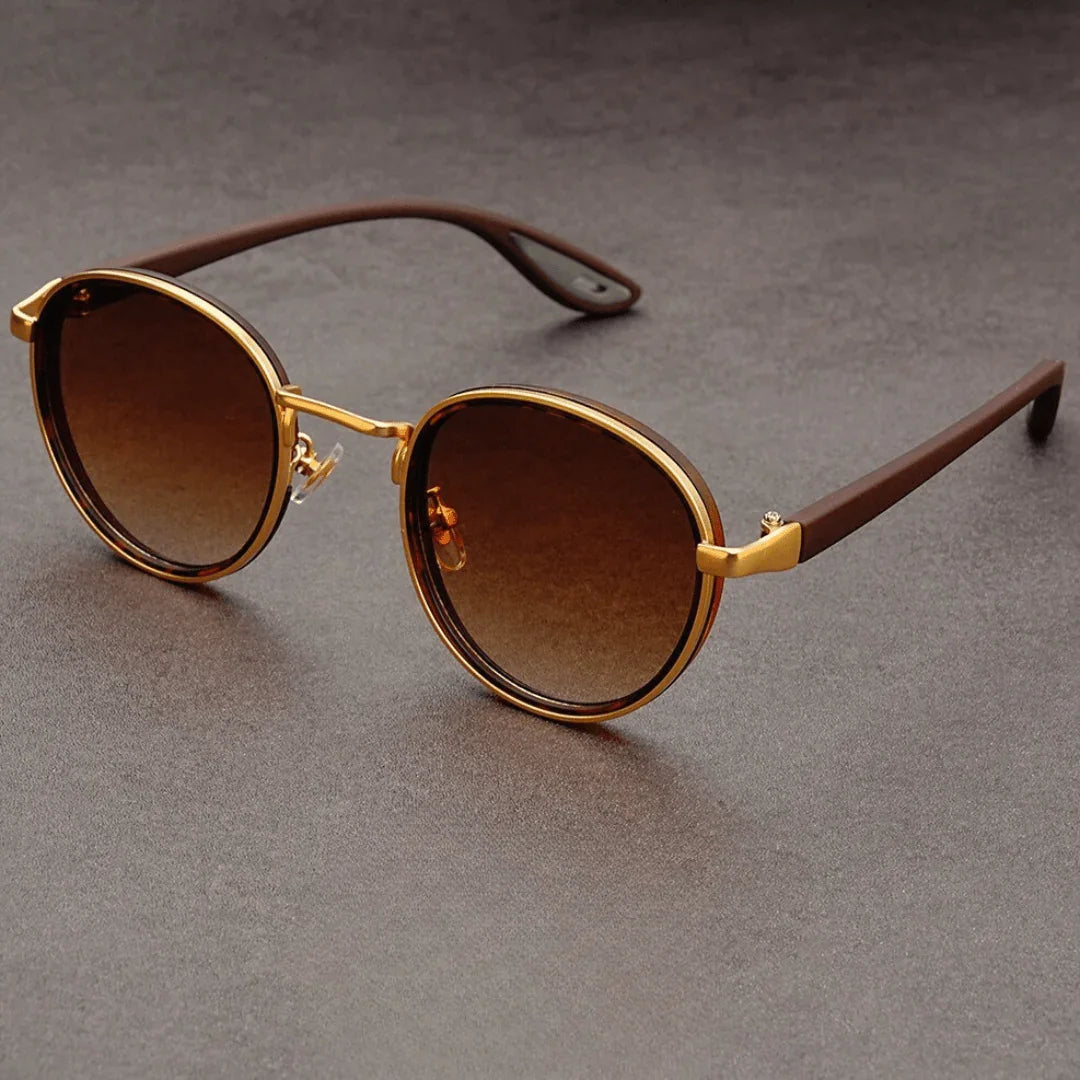 Metal Rim Round-Lens Sunglasses