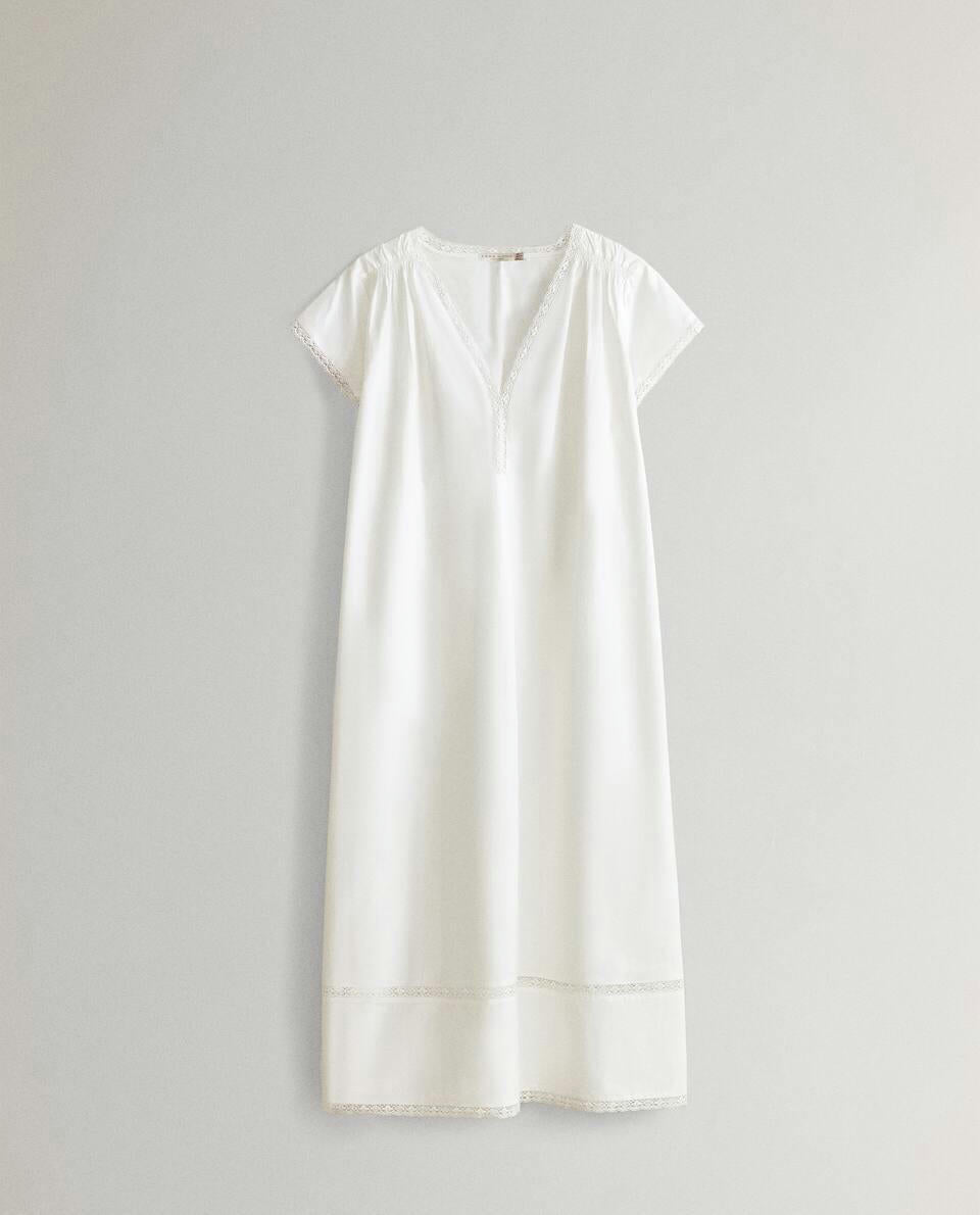 COTTON POPLIN NIGHTDRESS
