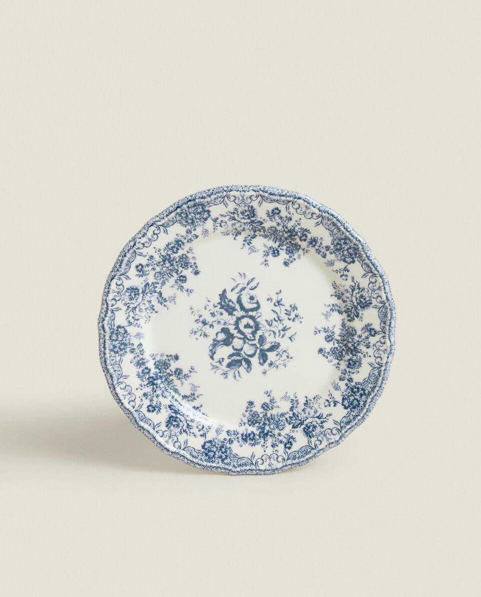 FLORAL EARTHENWARE DESSERT PLATE