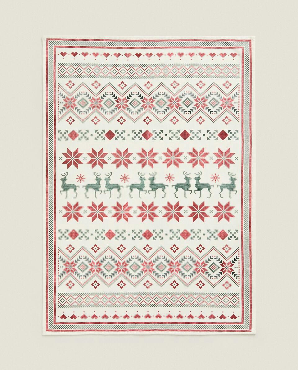 PACK OF COTTON CHRISTMAS CROSS-STITCH TEA TOWELS (PACK OF 2)