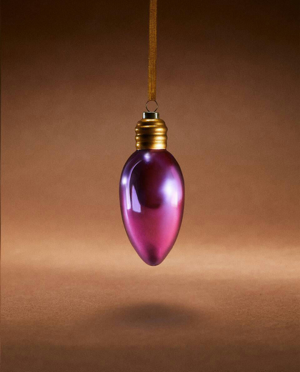 GLASS LIGHT BULB CHRISTMAS DECORATION