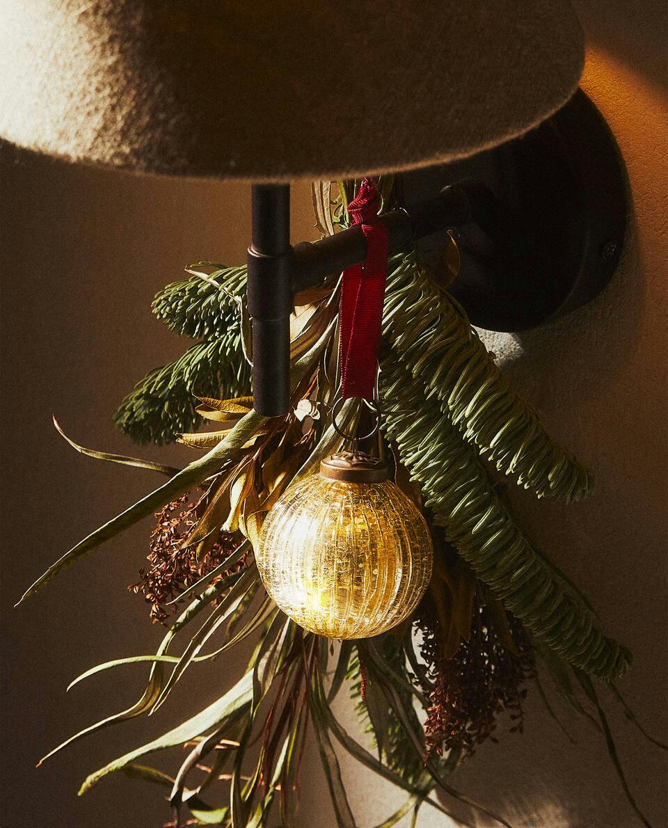 CRACKLED STRIPED CHRISTMAS BAUBLE DECORATION