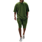 Men's Casual Solid Color Two-Piece Shorts Set