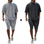 Men's Casual Solid Color Two-Piece Shorts Set