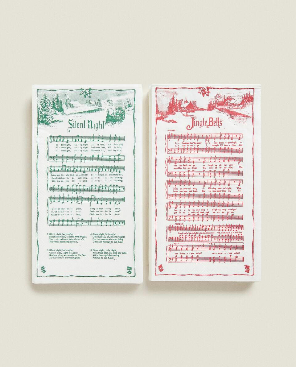 PACK OF PAPER NAPKINS WITH CHRISTMAS CAROLS (PACK OF 30)