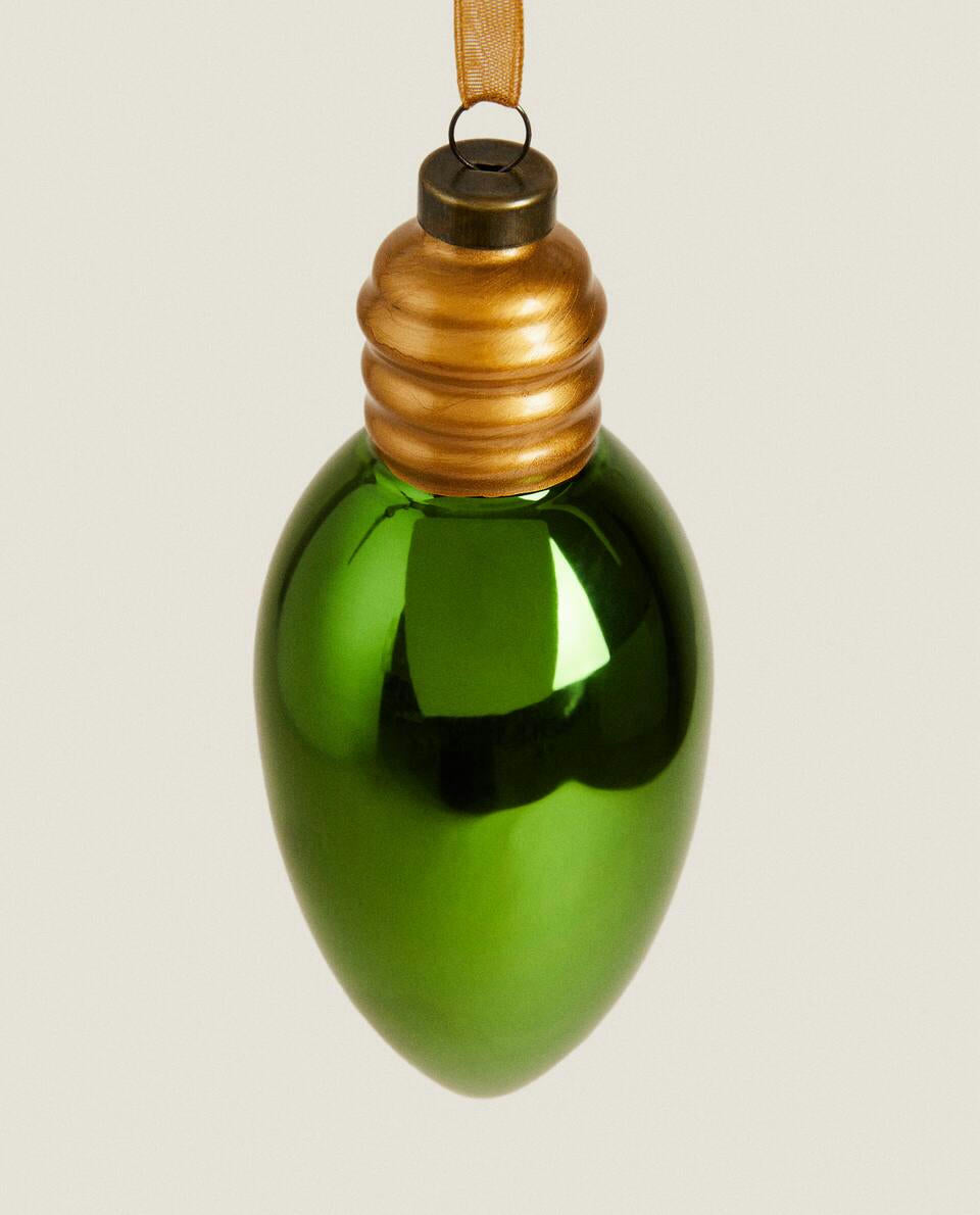GLASS LIGHT BULB CHRISTMAS DECORATION