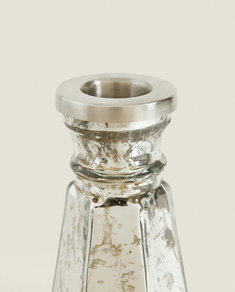 GEOMETRIC GLASS CHRISTMAS CANDLESTICK