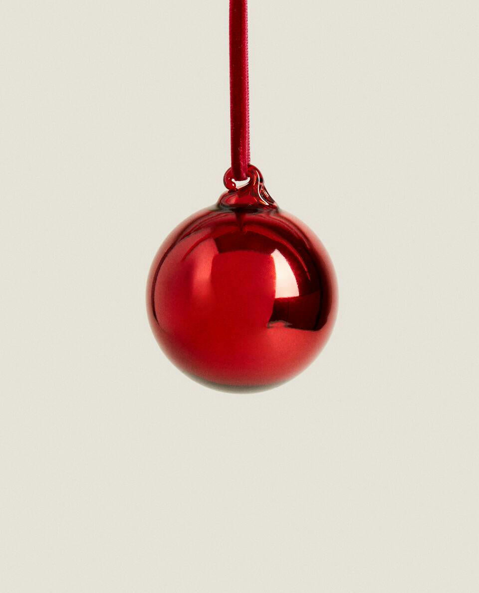 SPARKLY GLASS CHRISTMAS BAUBLE DECORATION