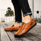 Men's Outdoor Casual Low-Top Slip-On Flat Handmade Leather Shoes