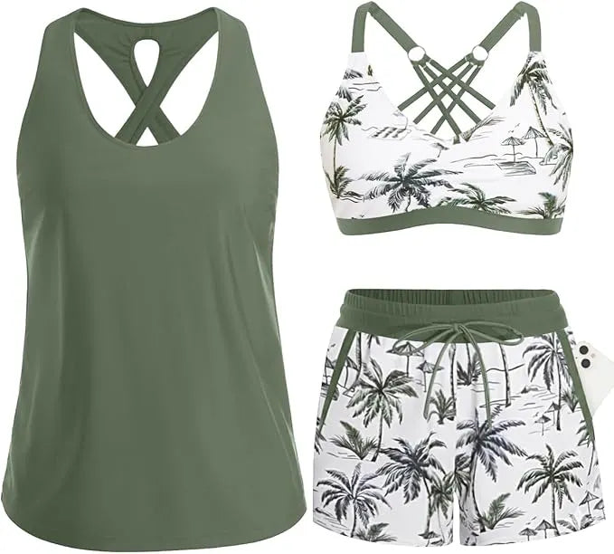 3 Piece Tankini with Shorts🔥Buy 2 Free Shipping