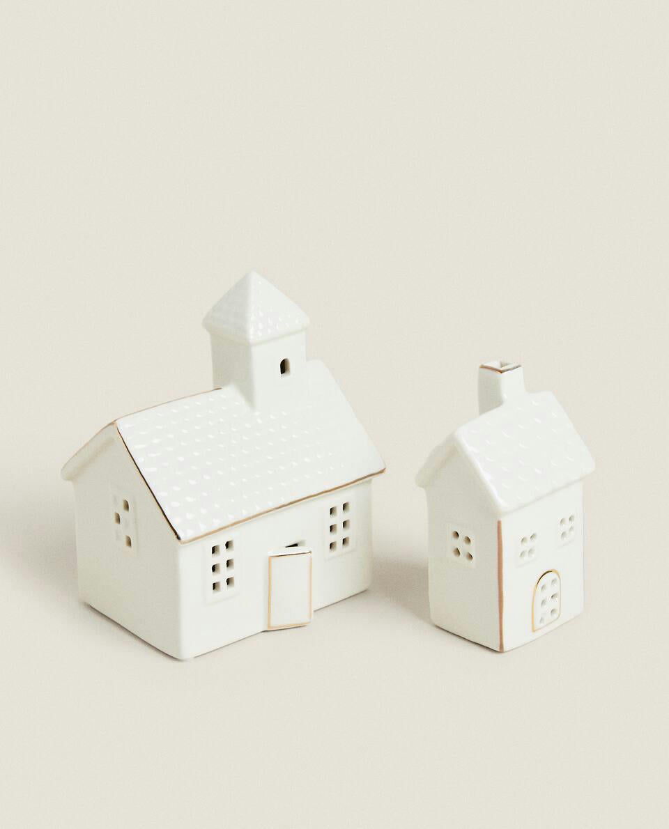 CERAMIC CHRISTMAS HOUSE DECORATION WITH LIGHT