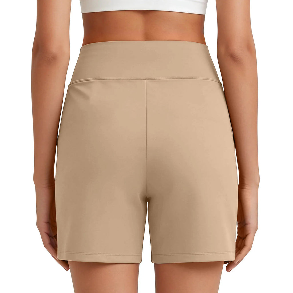 Women's High-Waisted Athletic Bermuda Shorts with Pockets – Running, Yoga, Summer Casual Activewear