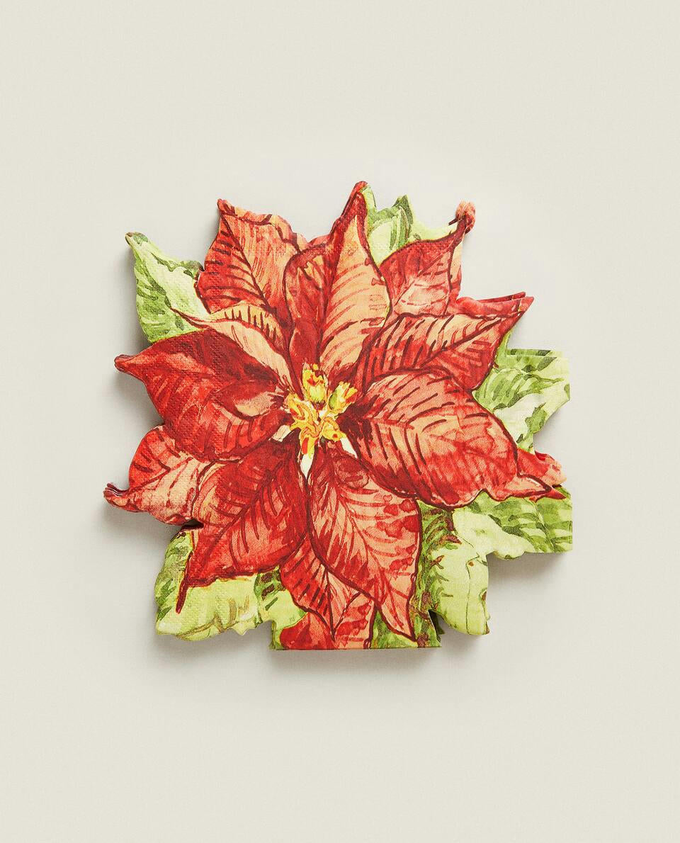 PACK OF CHRISTMAS POINSETTIA PAPER NAPKINS (PACK OF 20)