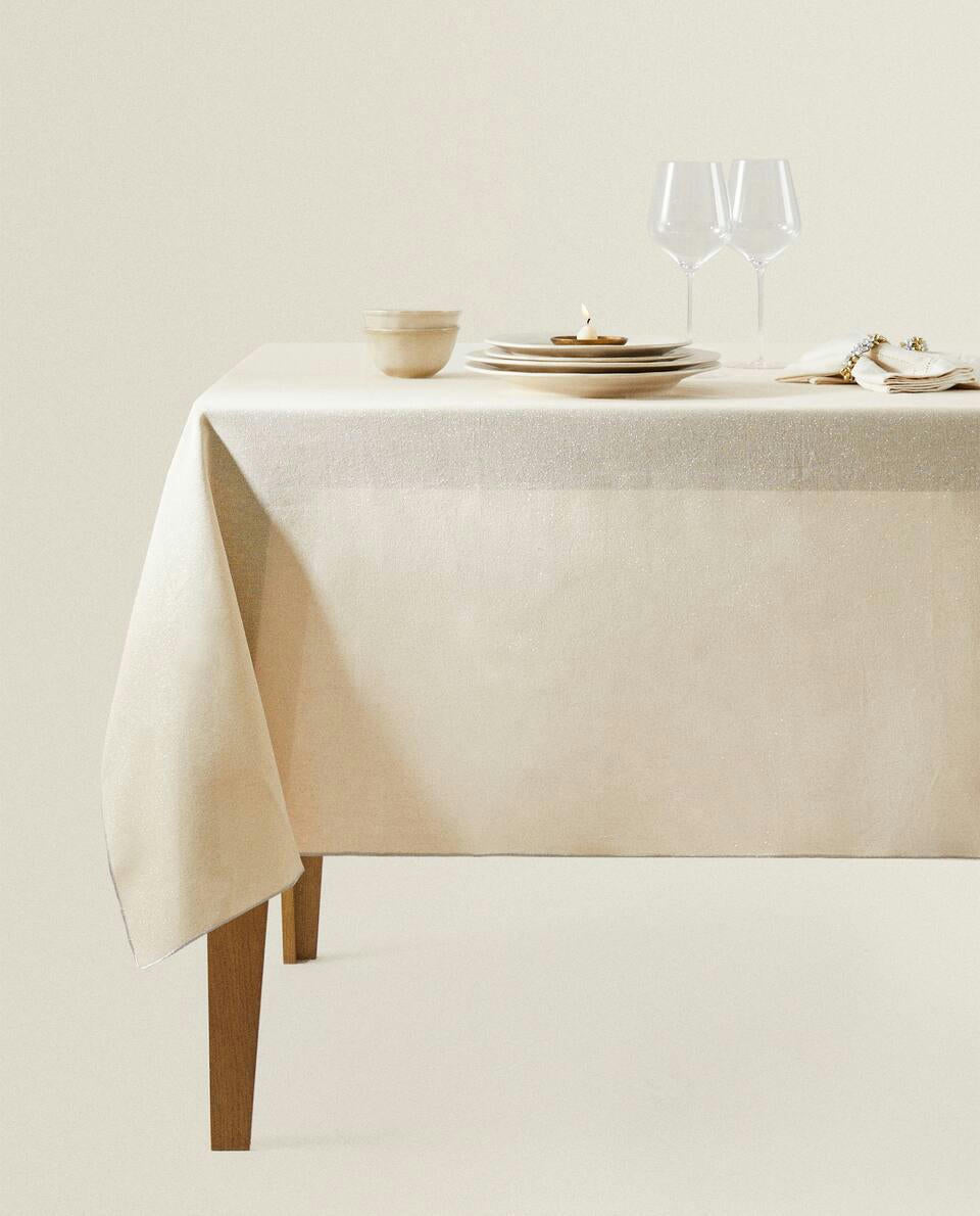 CHRISTMAS GLITTERY COTTON TABLECLOTH