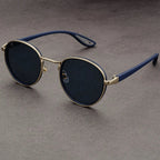 Metal Rim Round-Lens Sunglasses