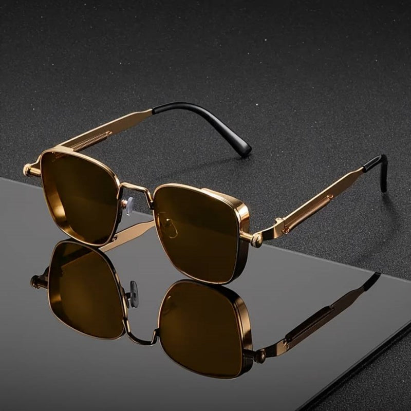Vintage Steampunk Square Metal Frame Glasses