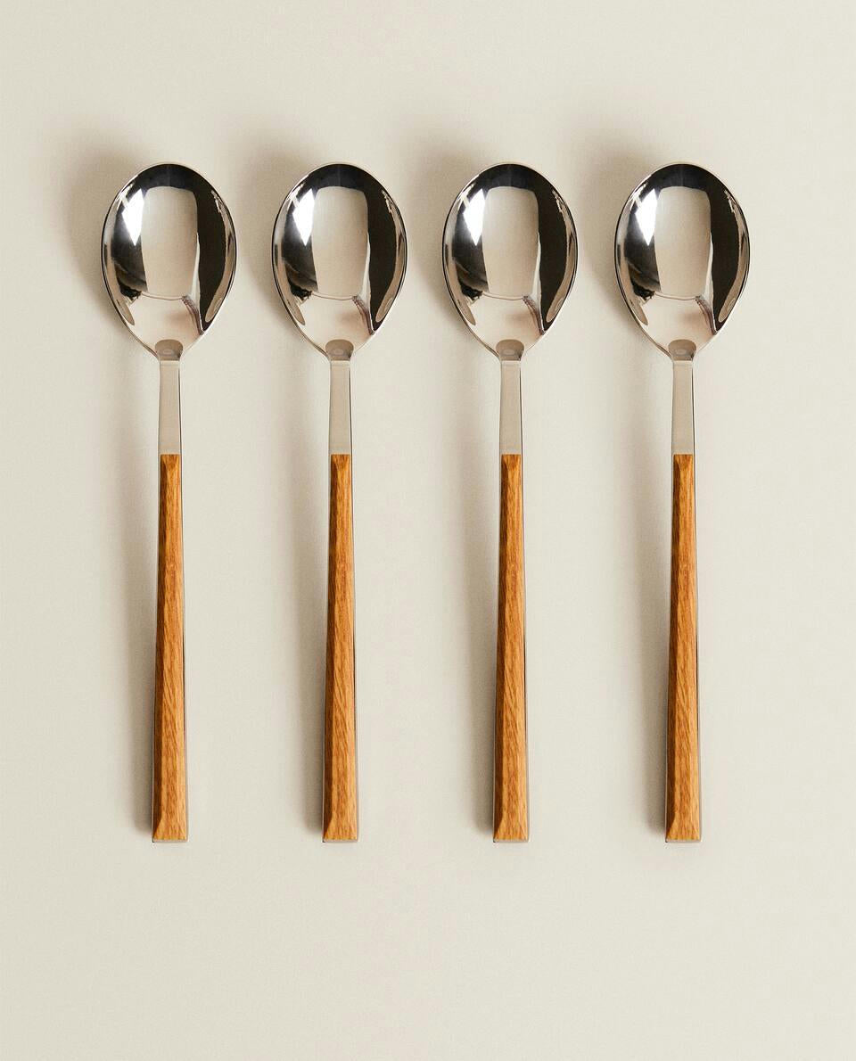 4-SPOON BOX WITH WOOD-EFFECT HANDLES