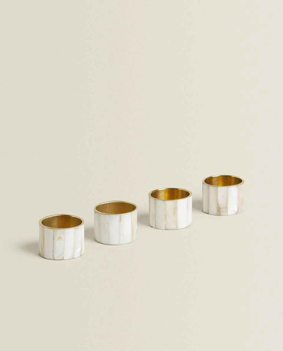 MOTHER-OF-PEARL NAPKIN RINGS (PACK OF 4)