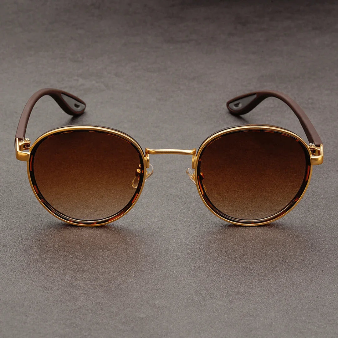 Metal Rim Round-Lens Sunglasses