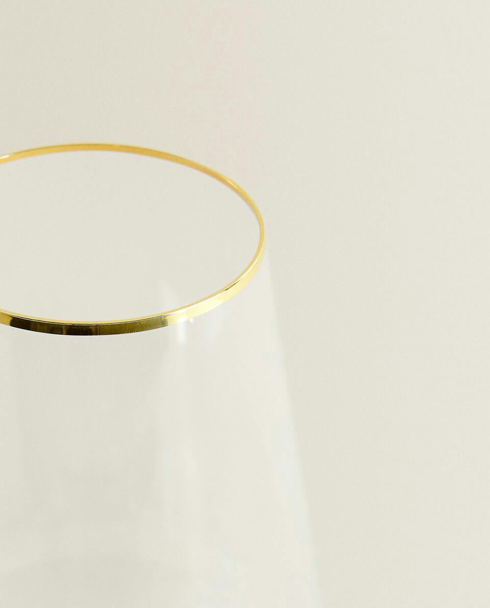 BOHEMIA CRYSTAL GOLD-RIMMED WINE GLASS