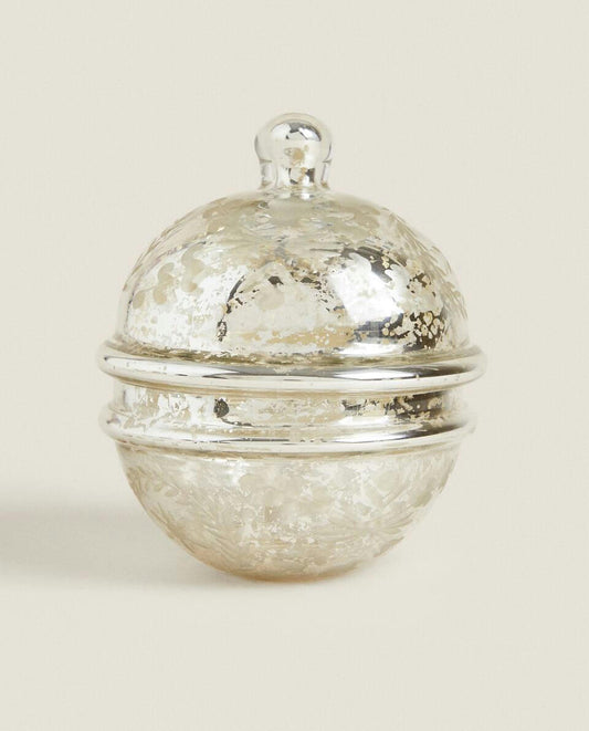 MERCURISED GLASS BOX WITH LID, FOR CHRISTMAS