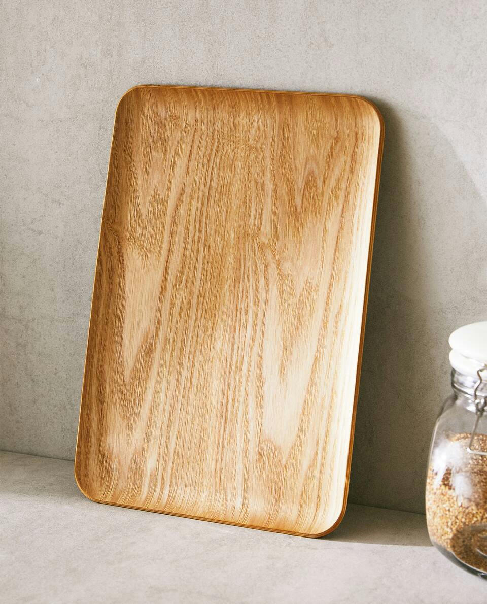 RECTANGULAR NON-SLIP WOODEN TRAY