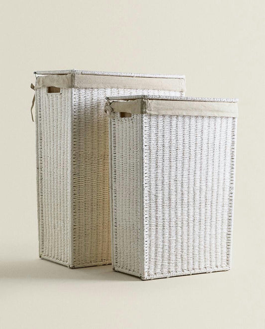 FABRIC-LINED LAUNDRY BASKET