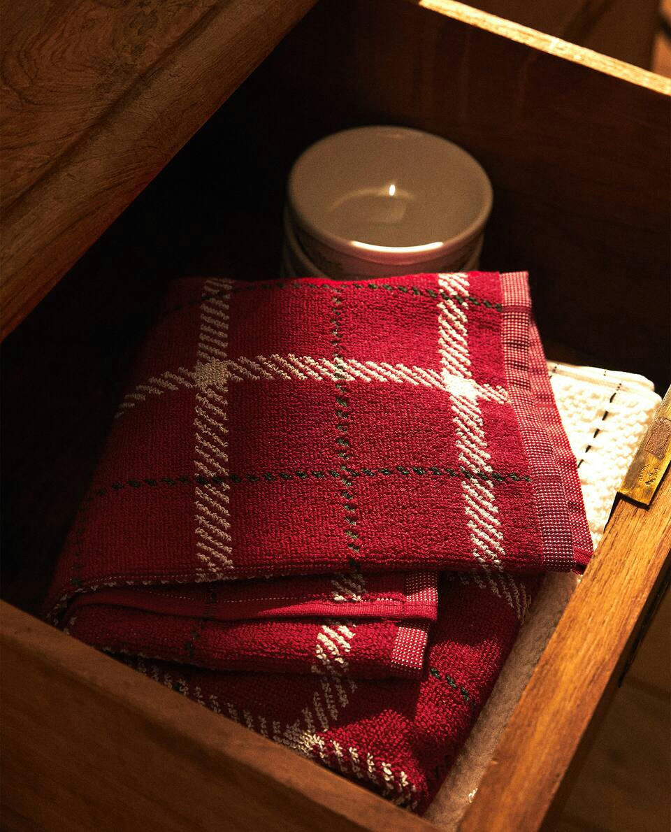 CHRISTMAS TARTAN COTTON TEA TOWEL