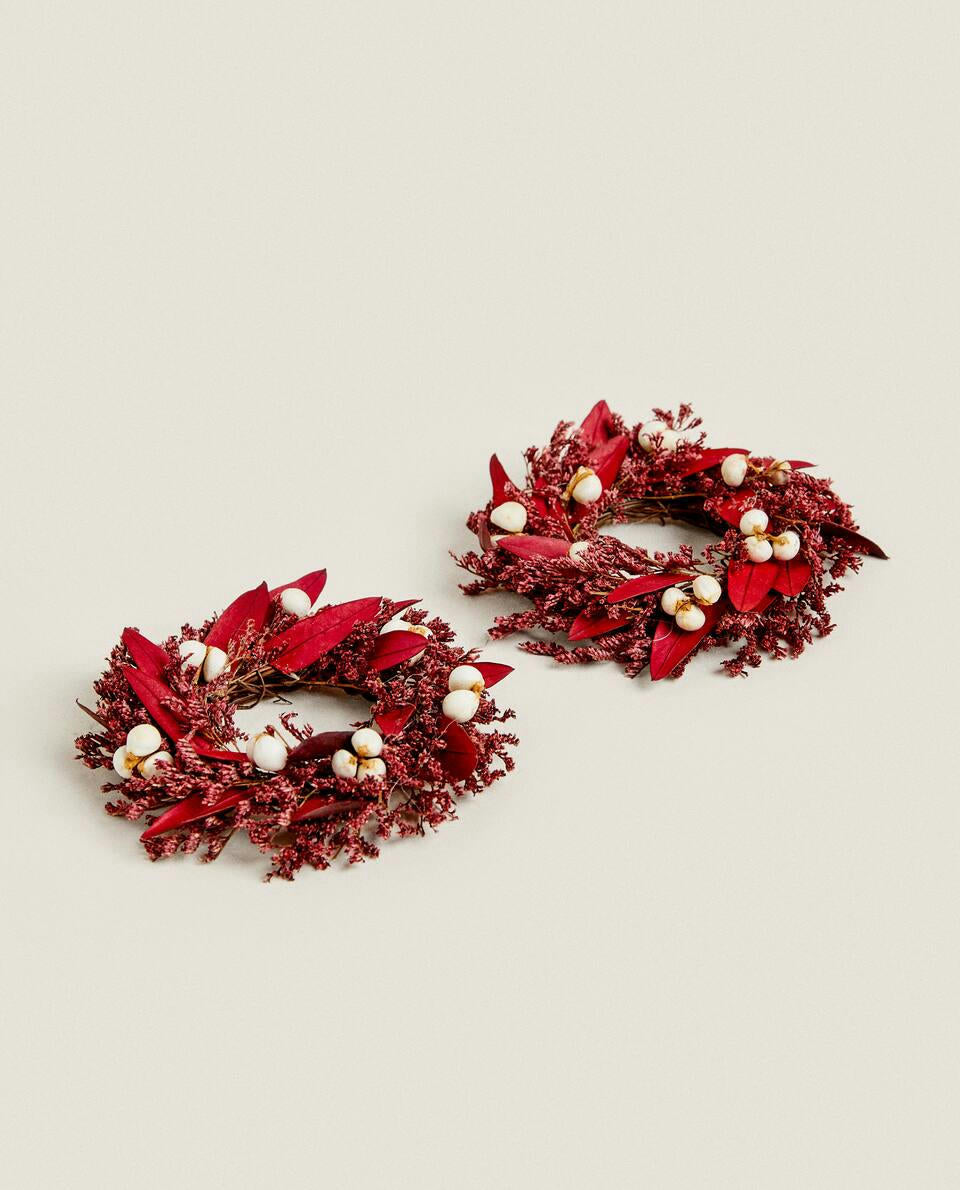 PACK OF DRIED CHRISTMAS FLOWER NAPKIN RINGS (PACK OF 2)